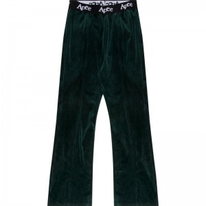 Women Bape Apee Logo Waistband Velor Joggers Pants Green USA | ZA6614364