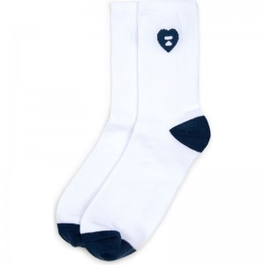 Women Bape Apee Ribbed Intarsia Logo Socks Socks White USA | NV7602762