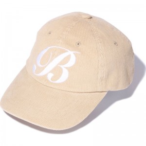 Women Bape B Embroidery Corduroy Panel Cap Caps Beige USA | MG1015805