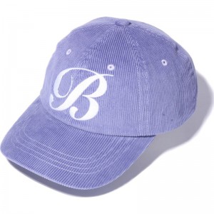 Women Bape B Embroidery Corduroy Panel Cap Caps Purple USA | XS3798178