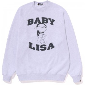 Women Bape Baby Lisa Oversized Crewneck Sweatshirts Grey USA | FW7052802