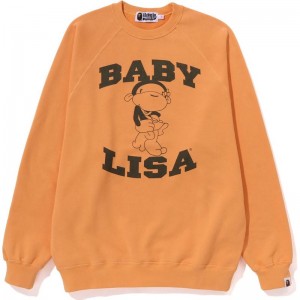 Women Bape Baby Lisa Oversized Crewneck Sweatshirts Orange USA | FJ4425245