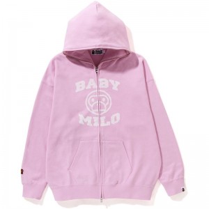 Women Bape Baby Milo Oversized Full Zip Hoodie Hoodie Sax USA | BP4980690