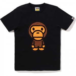 Women Bape Baby Milo Surf Tee T Shirts Black USA | WB9396636