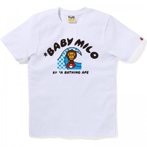 Women Bape Baby Milo Surf Tee T Shirts White USA | OK9234024