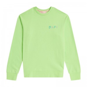 Women Bape Bapy Chain Stitch Logo Sweatshirt Sweatshirts Green USA | EF7303133