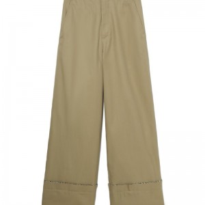 Women Bape Bapy Check Wide Leg Pants Pants Beige USA | RO4359039