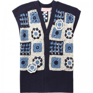 Women Bape Bapy Crochet Knit Vest Knitwear Blue USA | HS6183613