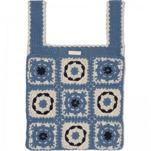 Women Bape Bapy Crochet Shopper Bags Blue USA | GP7439349