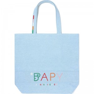 Women Bape Bapy Embroidered Tote Bag Bags Light Blue USA | RE1068308