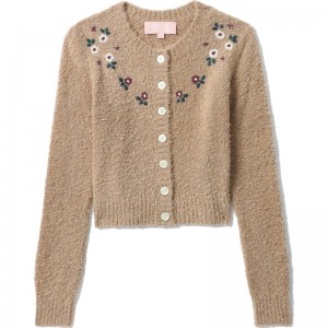 Women Bape Bapy Floral Cardigan Knitwear Beige USA | EK5303133