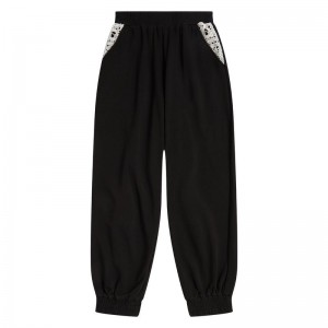 Women Bape Bapy Lace-patched Sweatpants Pants Black USA | JU0627467