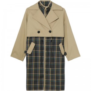 Women Bape Bapy Layered Check Trench Jackets Beige USA | SU3998998