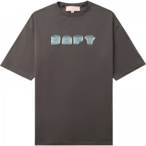 Women Bape Bapy Logo Oversized Tee T Shirts Grey USA | ZG7467747