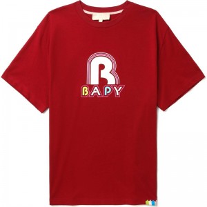 Women Bape Bapy Logo Tee T Shirts Red USA | AN7513153