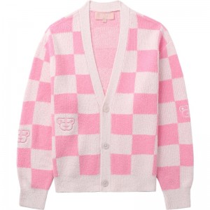 Women Bape Bapy Monogram Cardigan Knitwear Pink Silver USA | VB4886386