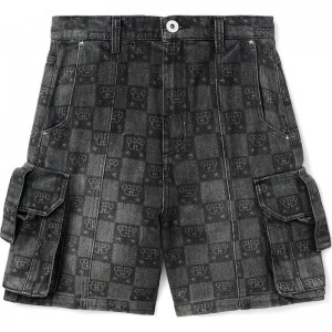 Women Bape Bapy Monogram Denim Shorts Shorts Black USA | RF5675665