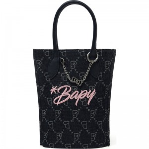 Women Bape Bapy Monogram Jacquard Shoulder Bag Bags Navy USA | YH2399139