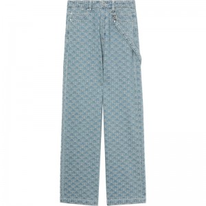 Women Bape Bapy Monogram Jeans Pants Blue White USA | CY3101311