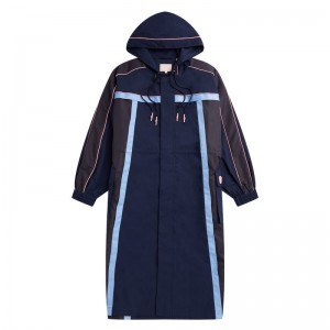 Women Bape Bapy Oversized Panelled Coat Jackets Navy USA | US3269429