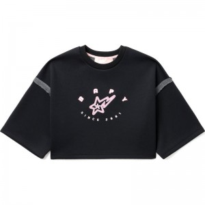 Women Bape Bapy Raw Edge Shirt Sweatshirts Black USA | XH2100810