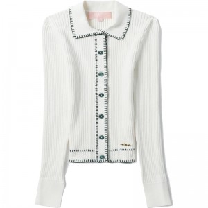 Women Bape Bapy Ribbed Cardigan Knitwear White USA | EA6816086