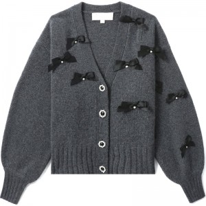 Women Bape Bapy Ribbon Cardigan Knitwear Grey USA | AL0639969