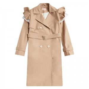 Women Bape Bapy Ruffle Lace-trimmed Trench Coat Jackets Beige USA | ZT4813483