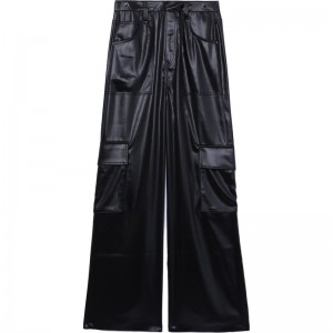 Women Bape Bapy Satin Cargo Pants Pants Black USA | GE3182412