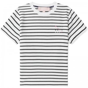 Women Bape Bapy Stripes Tee T Shirts White USA | CR5525855