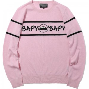 Women Bape Bapy X Markus Lupfer Knit Lip Knitwear Pink USA | AN6016806