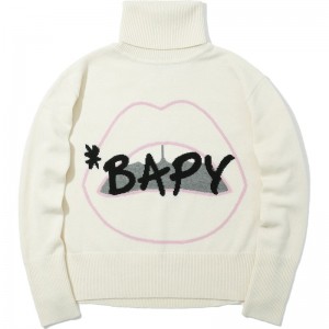 Women Bape Bapy X Markus Lupfer Turtleneck Knit Lip Knitwear White USA | VV8273423