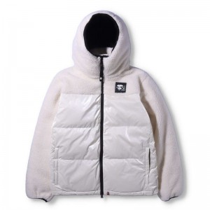 Women Bape Boa Panel Hoodie Down Jacket Hoodie White USA | JR1702772