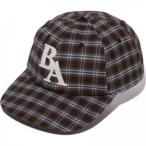 Women Bape Check Applique Panel Cap Caps Brown USA | MC4875585