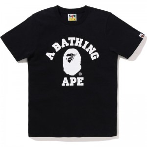 Women Bape College Crystal Stone Sta Tee T Shirts Black USA | MQ0076406