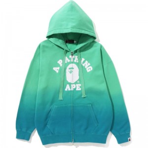 Women Bape College Gradation Oversized Zip Hoodie Hoodie Green USA | AR1912392