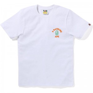 Women Bape College One Point Tee T Shirts White USA | YJ0310530