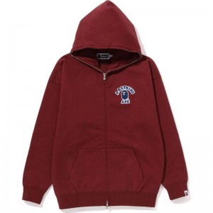 Women Bape College Patched Oversized Full Zip Hoodie Hoodie Burgundy USA | JJ2280720