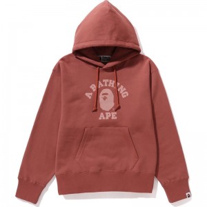 Women Bape College Pullover Wide Hoodie Hoodie Pink USA | RJ6131911