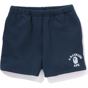 Women Bape College Sweat Shorts Shorts Navy USA | MA1153813