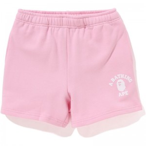 Women Bape College Sweat Shorts Shorts Pink USA | SN1339339