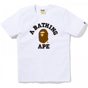 Women Bape College Tee T Shirts White USA | OM9284324