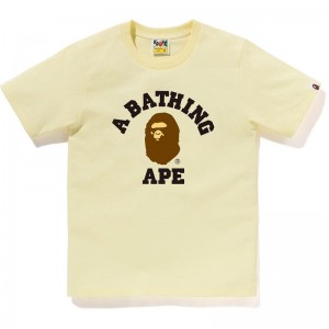 Women Bape College Tee T Shirts Yellow USA | PO5439749