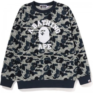 Women Bape Cookie Camo 2 College Oversized Crewneck Sweatshirts Beige USA | BO4767877