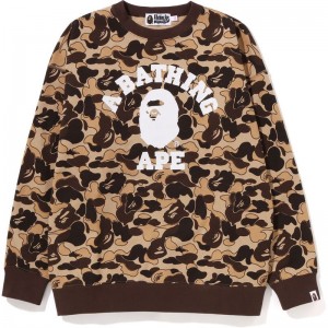 Women Bape Cookie Camo 2 College Oversized Crewneck Sweatshirts Brown USA | LR6597457