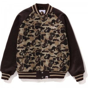 Women Bape Cookie Camo 2 Varsity Jacket Jackets Brown USA | GP4128518