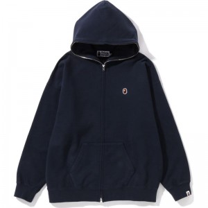 Women Bape Crystal By Bathing Overdyed Oversized Full Zip Hoodie Hoodie Navy USA | QK4642362