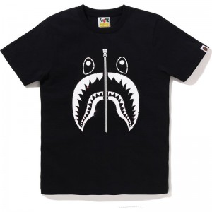 Women Bape Crystal Stone Shark Tee T Shirts Black Pink USA | WF7486046