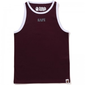 Women Bape Crystal Stone Tank Top Underwear Burgundy USA | ES5745075