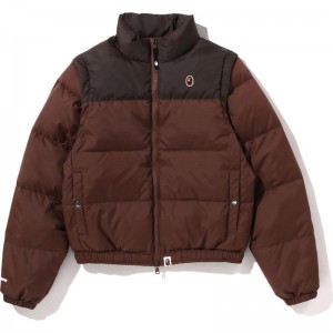 Women Bape Detachable Down Jacket Jackets Brown USA | DJ1496946